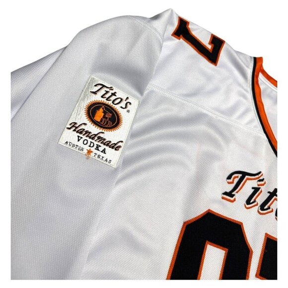 TITO'S VODKA Auston Texas Promo White Orange Hockey Jersey Mens Large - Picture 2 of 7